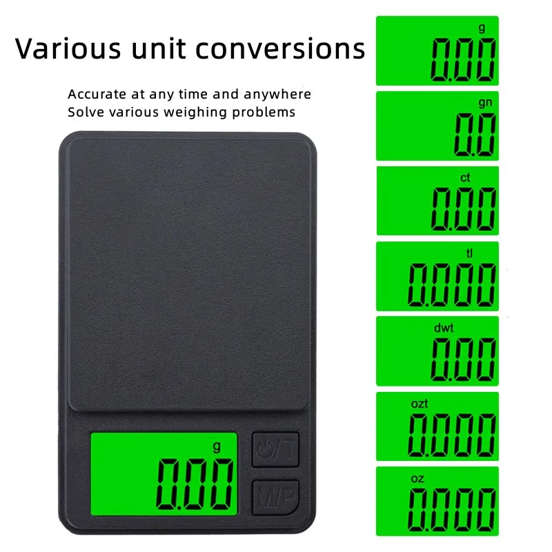 Precision Pocket Scale 1000g 0.1g - Digital Gram, Food, Jewelry, Ounces/Grains Scale with Backlit LCD - Mini Scale for Travel