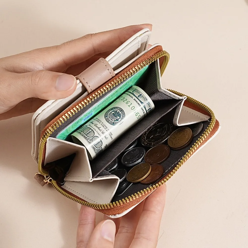 ポータブル PU レザー女性の財布複数のカードスロットジッパー小銭入れ多機能ショート財布男性