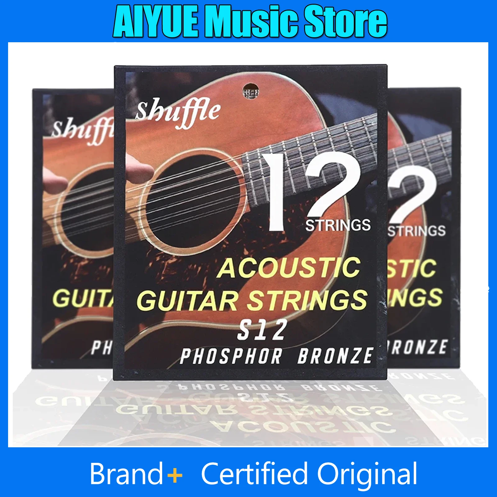 Corde per chitarra acustica Shuffle12-String in bronzo fosforoso con rivestimento in PU Confezione individuale Accessori per parti di chitarra folk