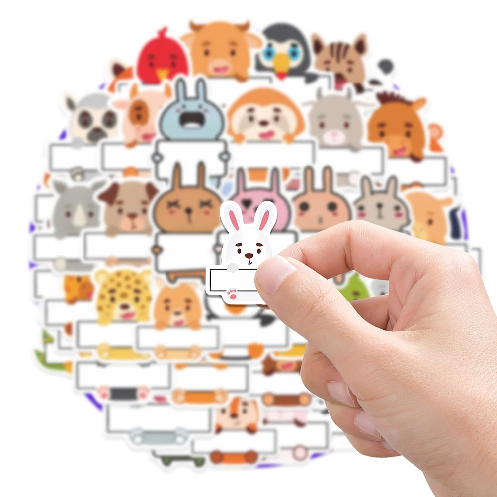 10/30/50 Stuks Grappige Leuke Cartoon Dier Naam Stickers Decals Laptop Telefoon Koelkast Reisbagage Student Awards sticker Kinderen Speelgoed