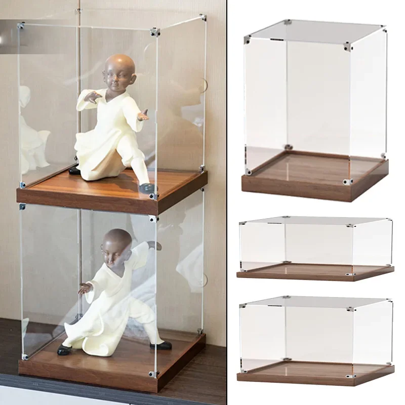 

Clear Acrylic Wooden Display Case Protection Crafts Collection Box Dustproof Showcase Model Collection Storage Toys Show Box