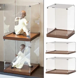 Clear Acrylic Wooden Display Case Protection Crafts Collection Box Dustproof Showcase Model Collection Storage Toys Show Box