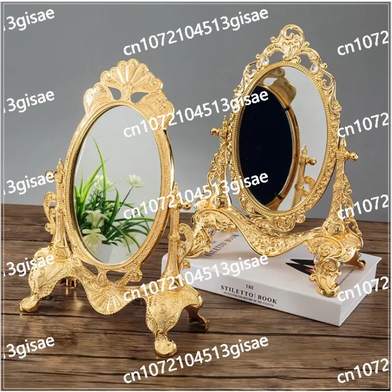 European 360 Degree Rotating Sliver/gold Desktop Mirror Zinc Alloy Metal Vintage Dresser Mirror Wedding Home Decorative Mirror