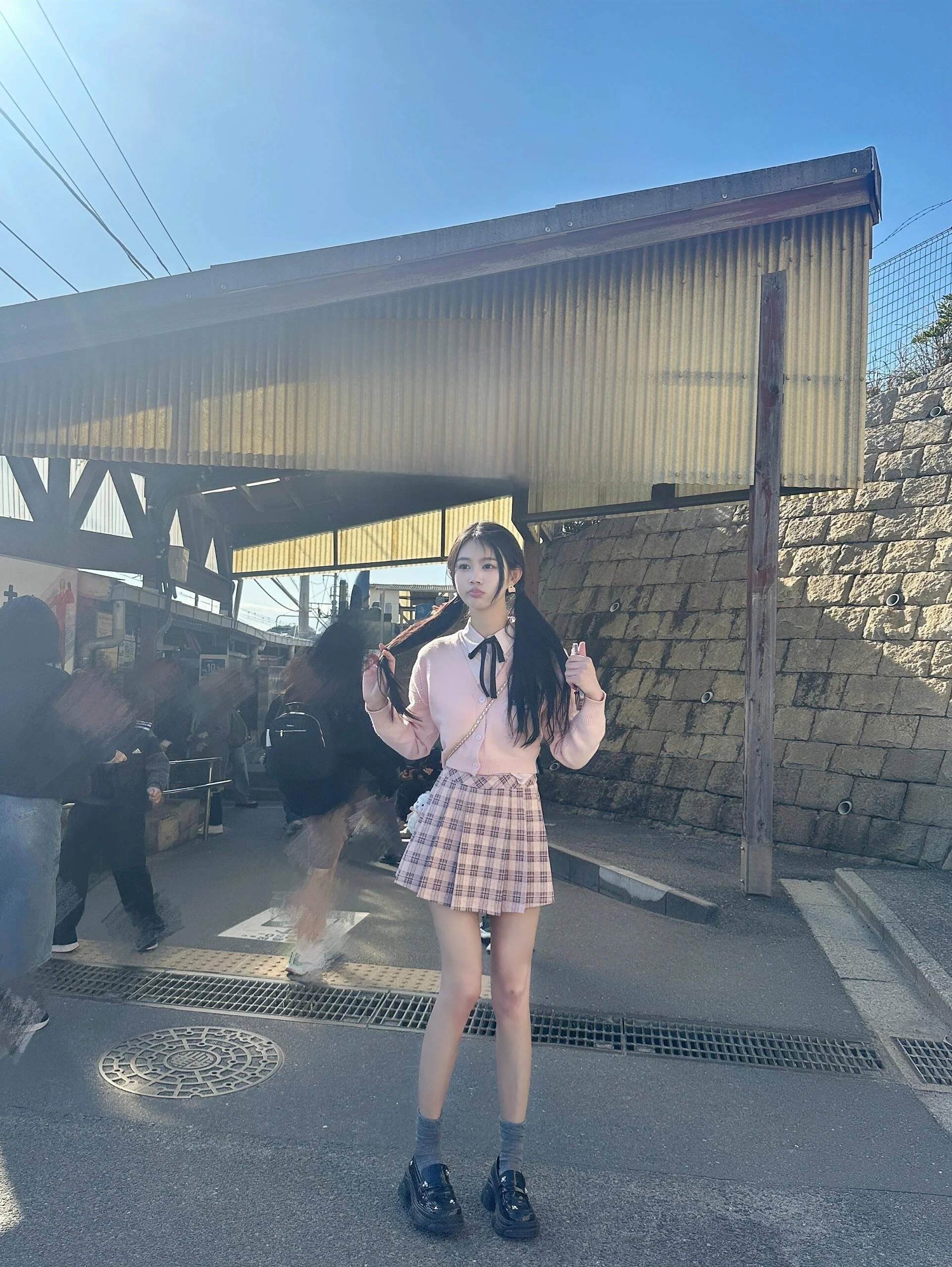 

Autumn Winter JK orm Set School Girl Sle irt Sweater Pleated Skirt Themed Tee Piece Student Workwear