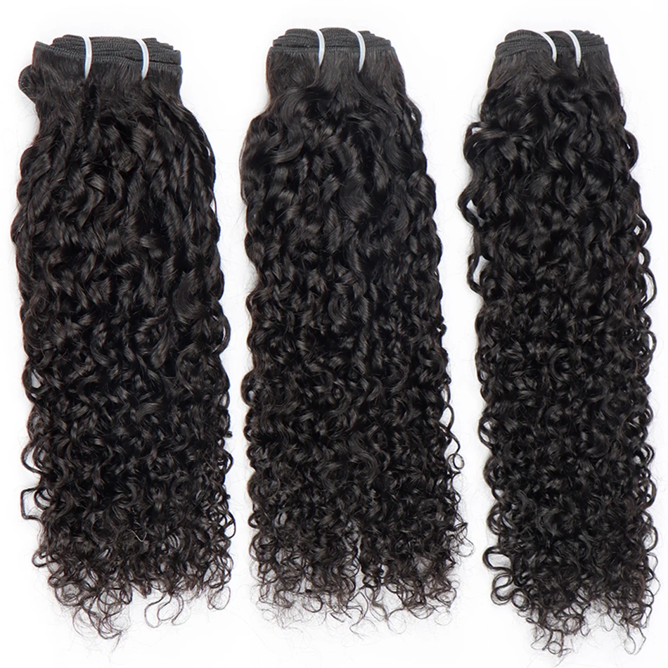 Kinky Curl Human Hair Bundles Brazilian 10A Water Curly Weaving Natural Color 3 4 Virgin Bundles Extension Double Weft Wholesale