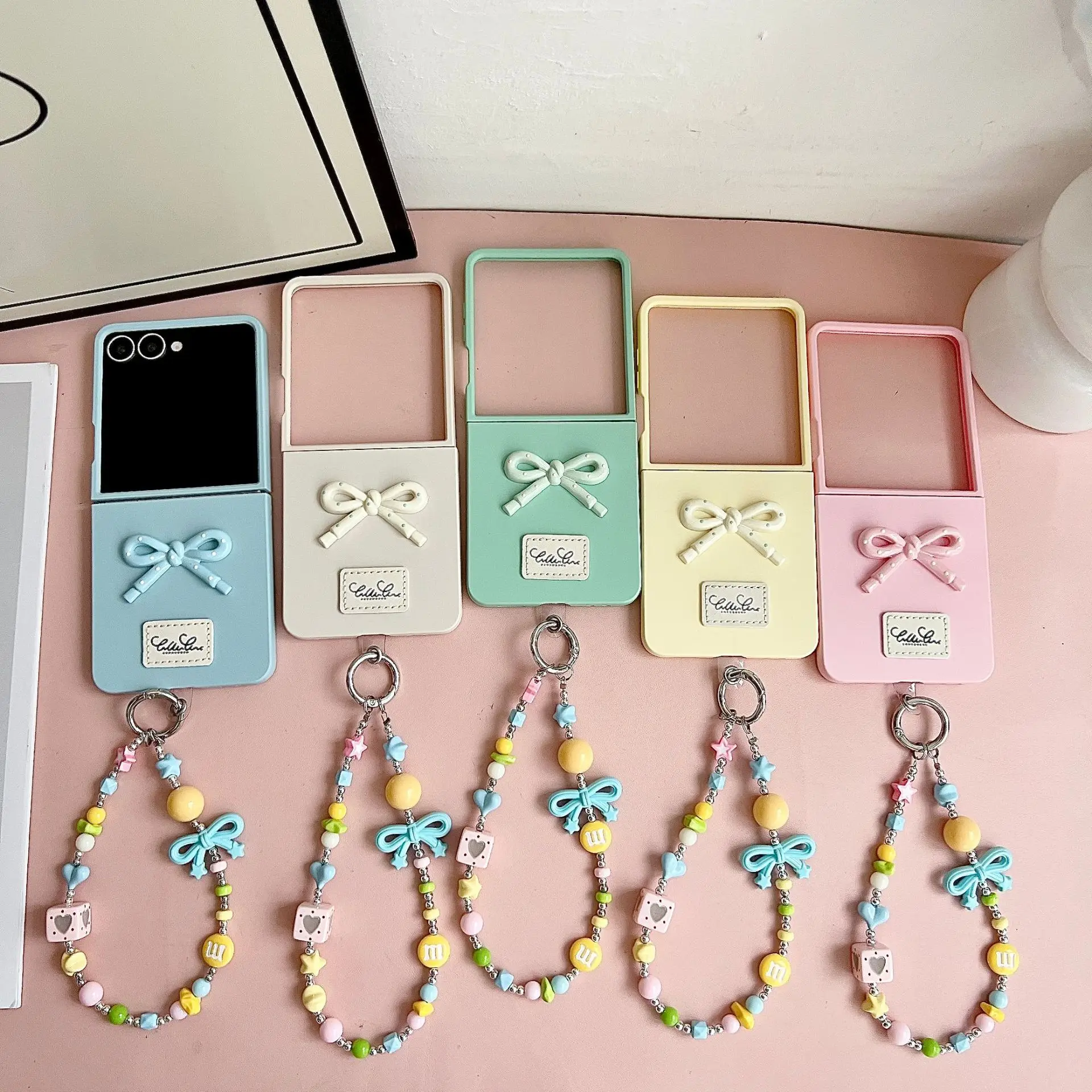 

Bowknot Pure Color Phone Case for Samsung Galaxy Z Flip 7 6 5 4 Protective Back Cover for ZFlip5 ZFlip6 ZFlip7 Case Shell