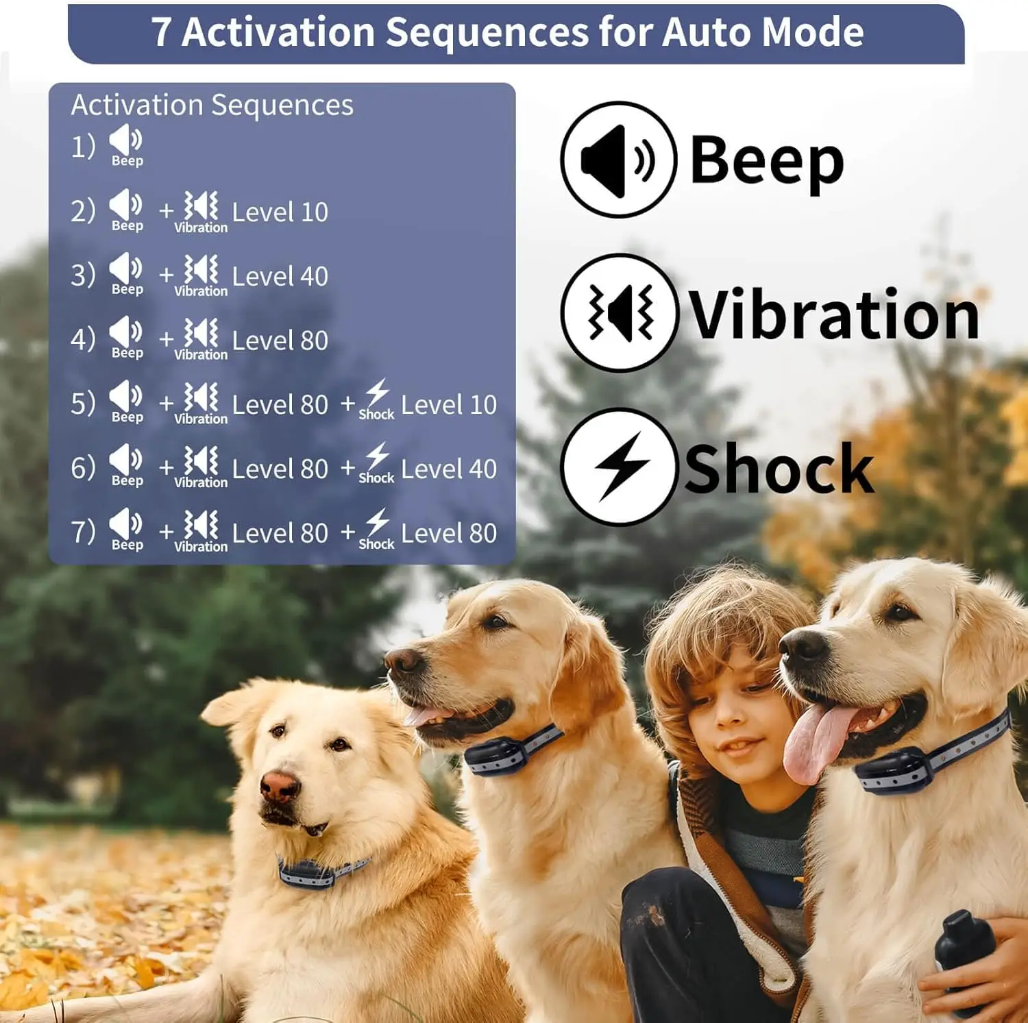3 ударных ошейника для больших собак, автоматический ошейник для лая с дистанционным управлением, ударный ошейник с 5 регулируемыми уровнями чувствительности