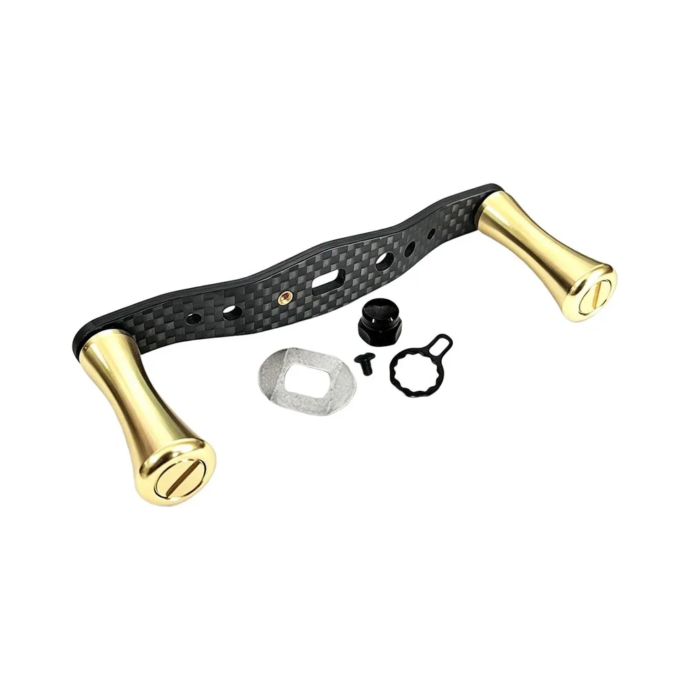Double Handle Assembly Carbon Fiber Reel Handle Aluminum Alloy Construction Slip Resistant Design Streamlined Black Finish