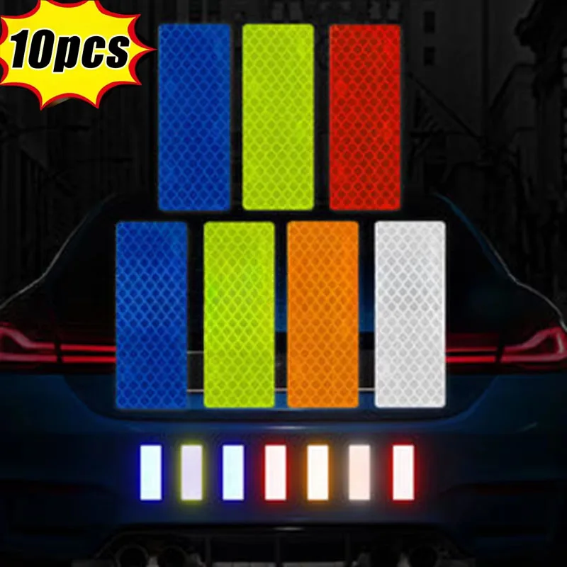 10 قطعة خوذة تحذير السلامة ملصقات عاكسة قطاع مقاوم للماء عالية الوضوح عاكس الشريط لركوب الليل المشي سيارة #1