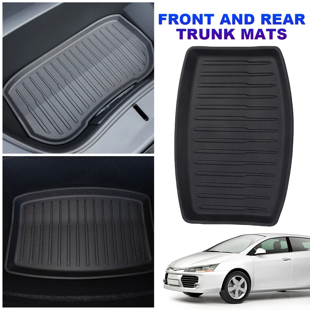 Car Front Rear Trunk Mats Full Protection Trunk Cargo Tray Car Accessories Trunk Mats Trunk Tray Floor Mat for Tesla Model 3 24