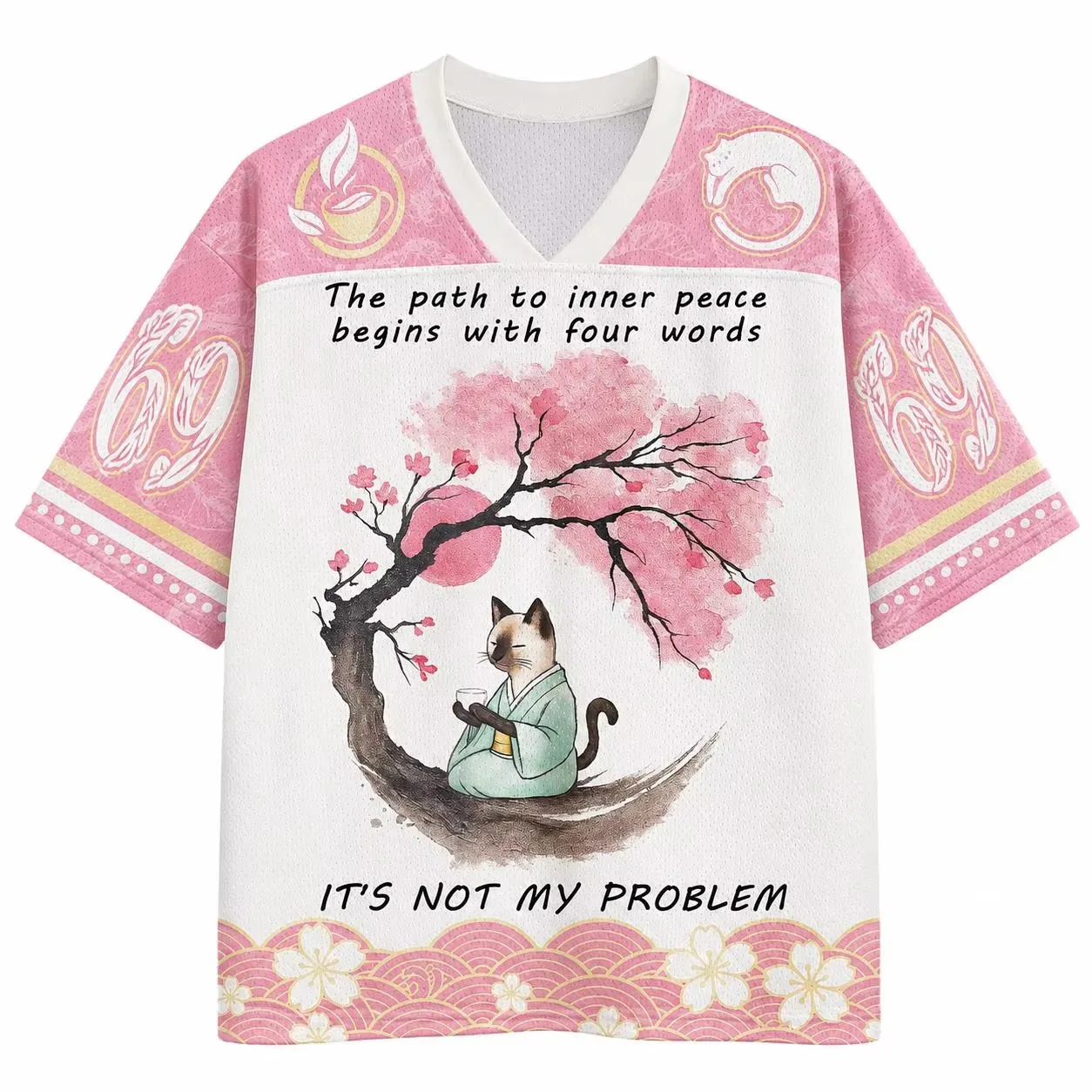 Sakura Tree Cat T Shirt 2026 Summer Fashion New Women Men Inner Peace 3D Printed Quick Drying Short Sleeve V Neck Tops