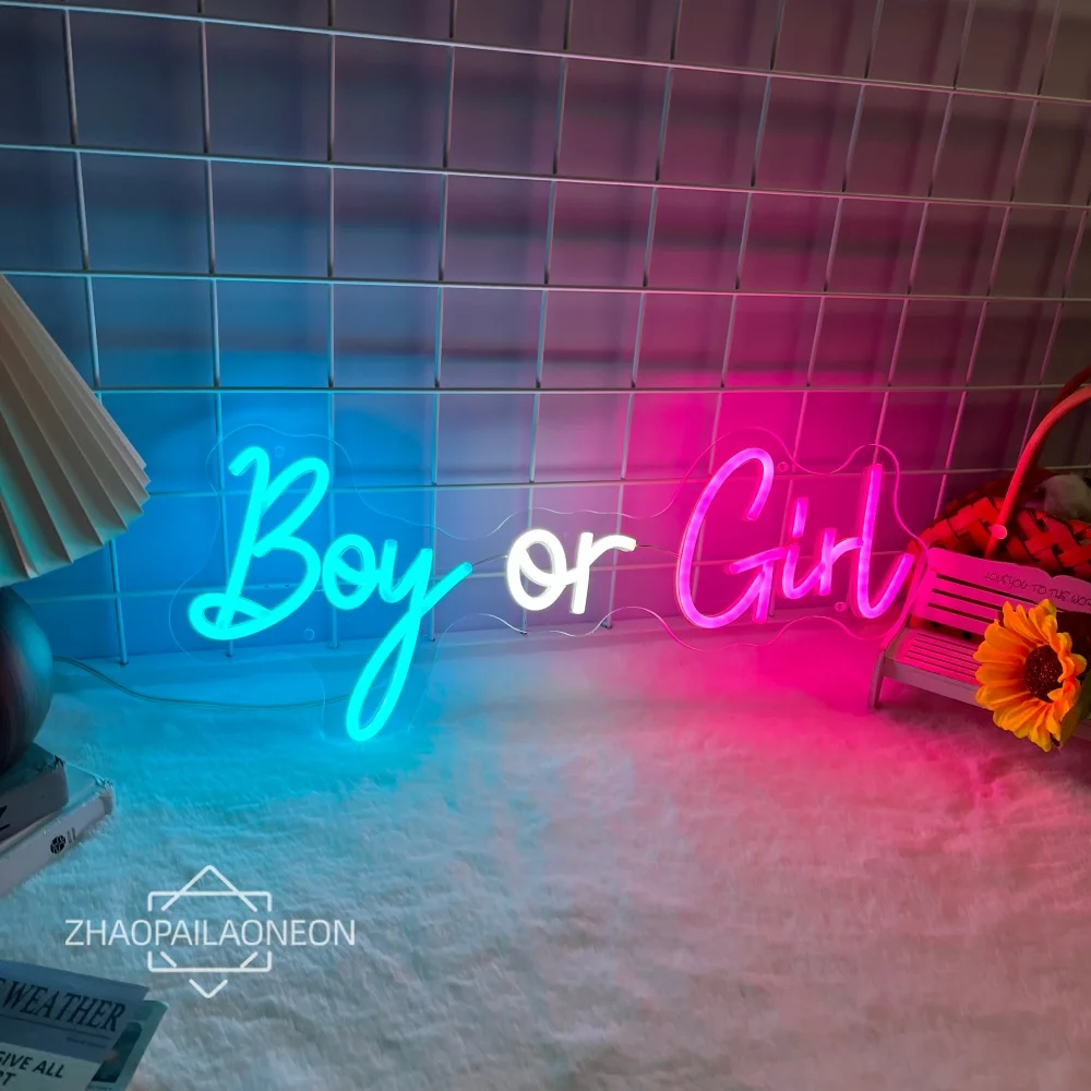 صبي أو فتاة النيون مصباح ليد الجنس تكشف العناصر USB Led الجنس تكشف ديكور غرفة نوم المنزل غرفة الحفلات ديكور وحدة إضاءة LED جداريّة النيون #2