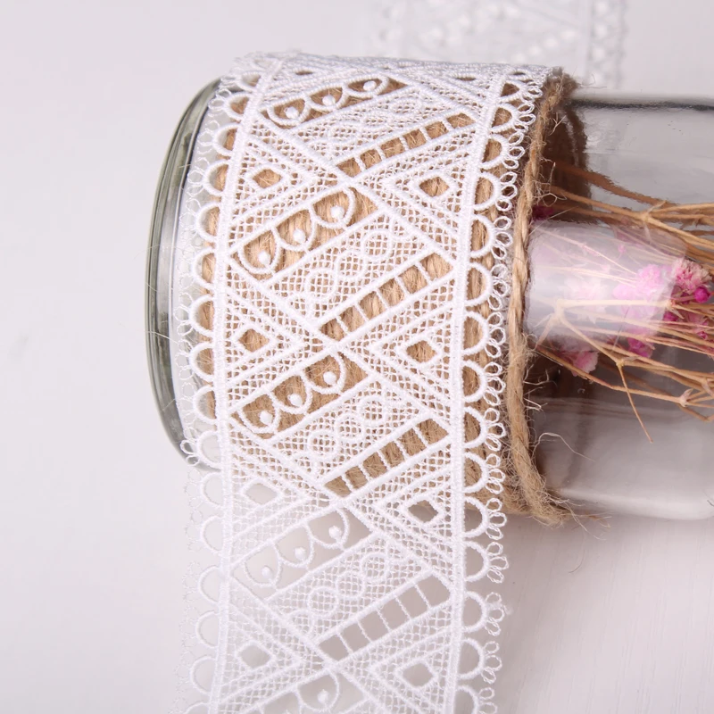 

White Water Soluble Polyester Lace Trim Fabric Ribbon DIY Clothing Art Dress Skirt Tablecloth Decoration Sewing Accessories