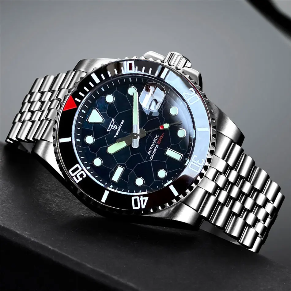 40mm sub 200m resistência à água relógio de corda automática para homem nh35aa movt mop dial 38mm inserção cerâmica 904l banda 120click moldura