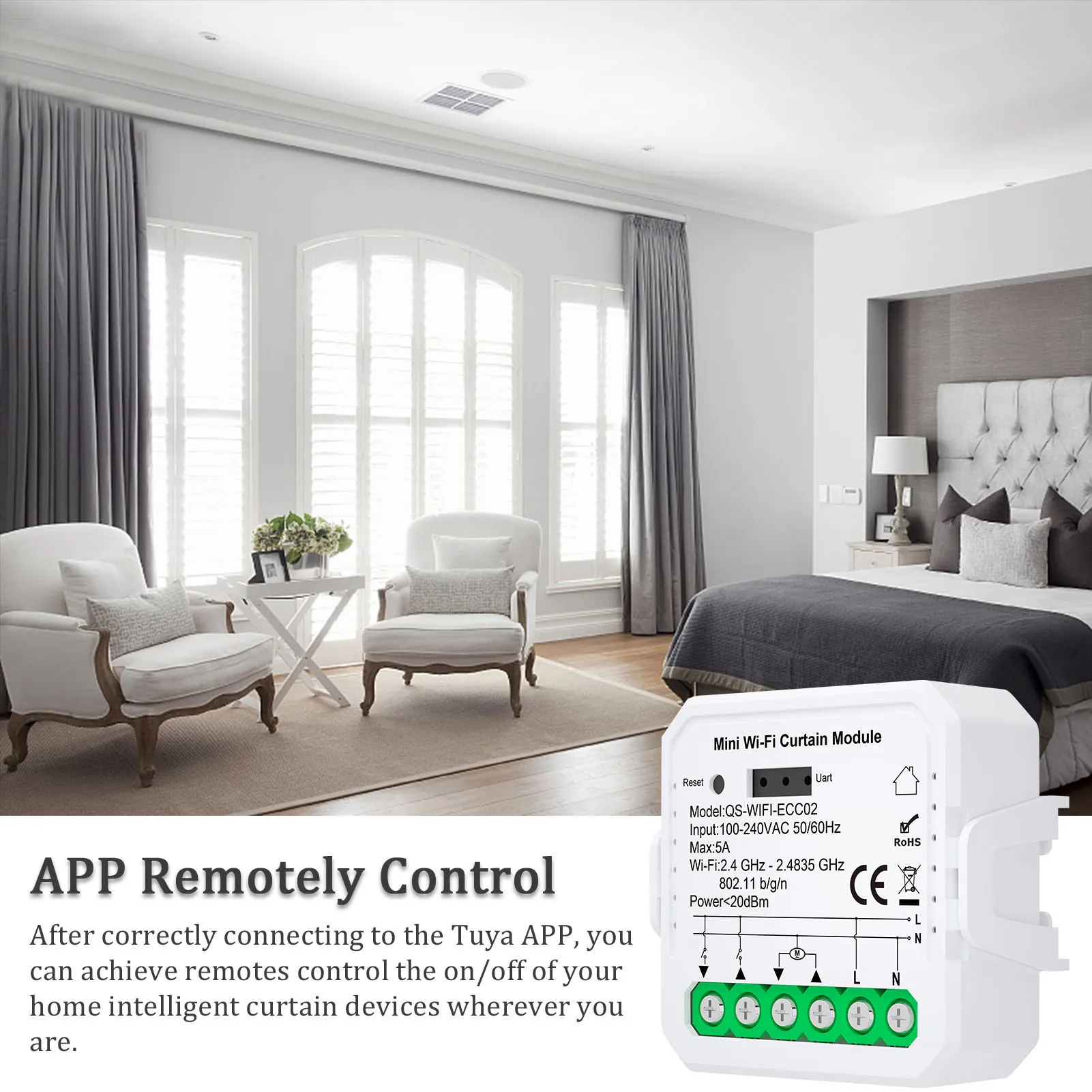 

Tuya ZigBee Curtain Module Home Intelligent Appliance Curtain Module Mobilephone APP Remotely Control Compatible Alexa Home