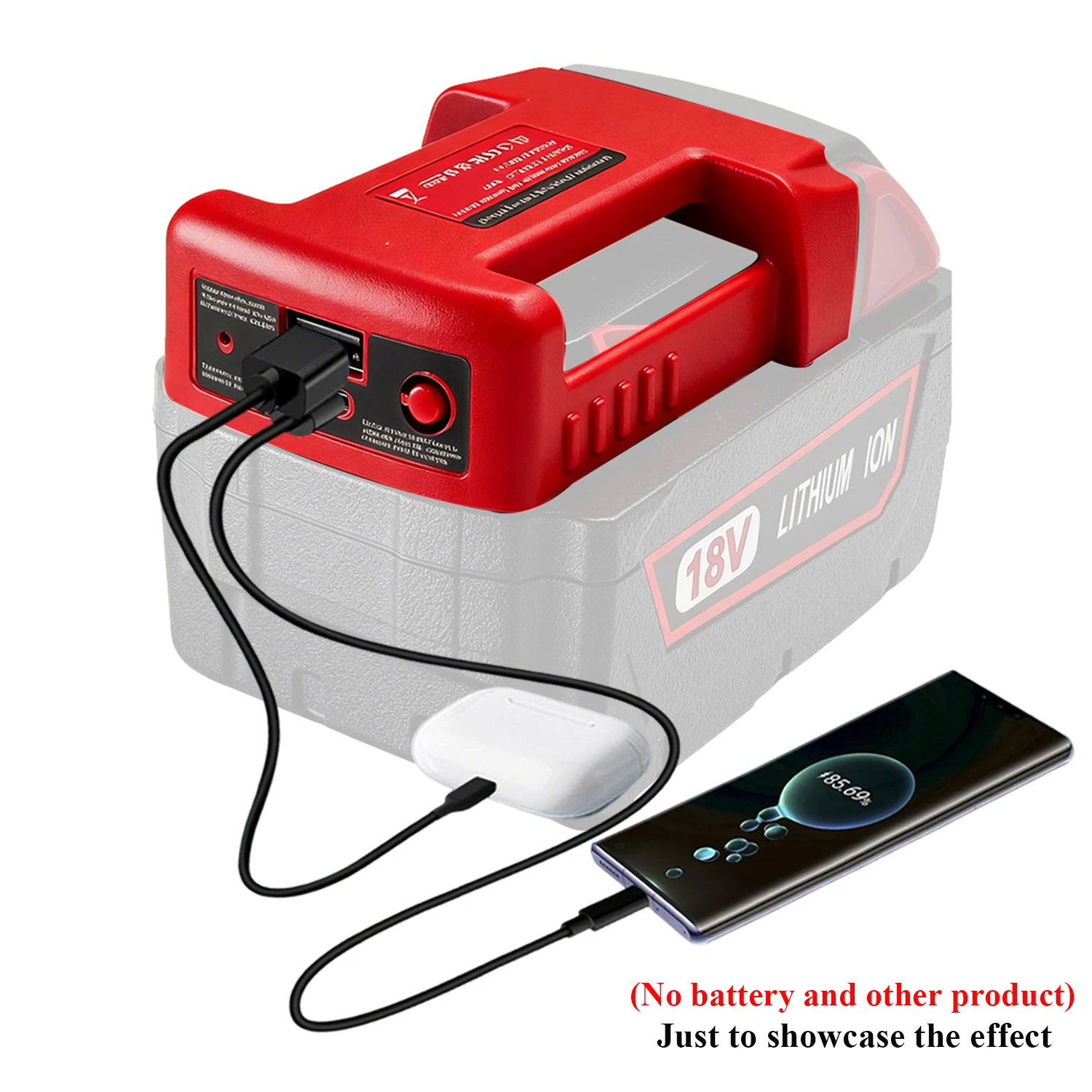 Charger Adapter Compatible for Milwaukee 18V Battery, with Type-C/USB Output Ports with Charging Function, Outdoor Indoor Work
