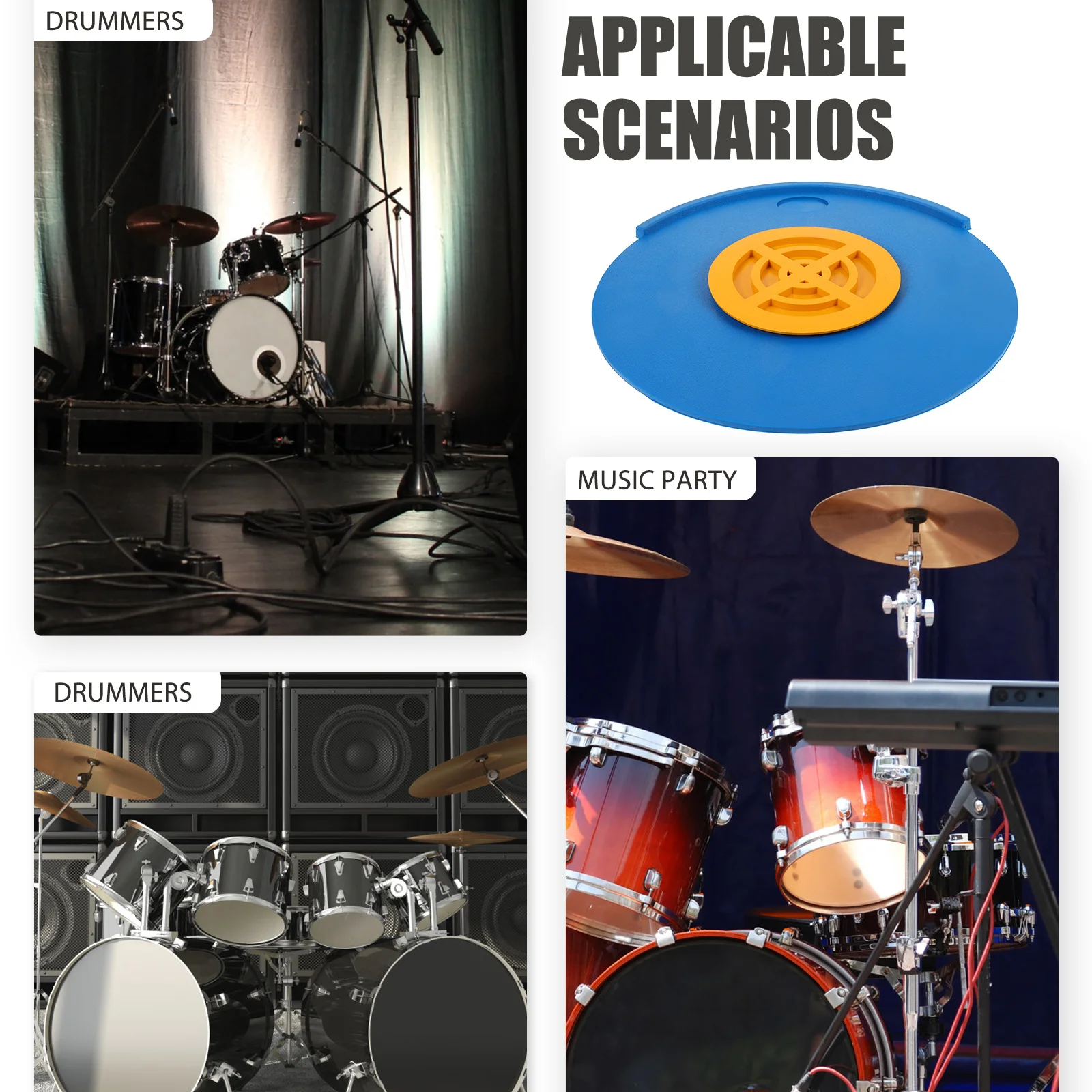 

Noise Reduction Drum Pad Rubber Material Shock Absorption Mini Size Portable For Home School Performance Drum Accessories