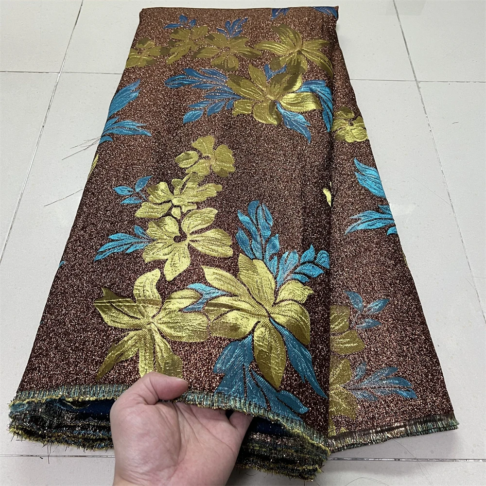 

2026 African Nigerian High-Quality Embroidery Lace Fabric French Tulle Sequins Organza 5 Yards for Wedding Party Dresses YXZ196