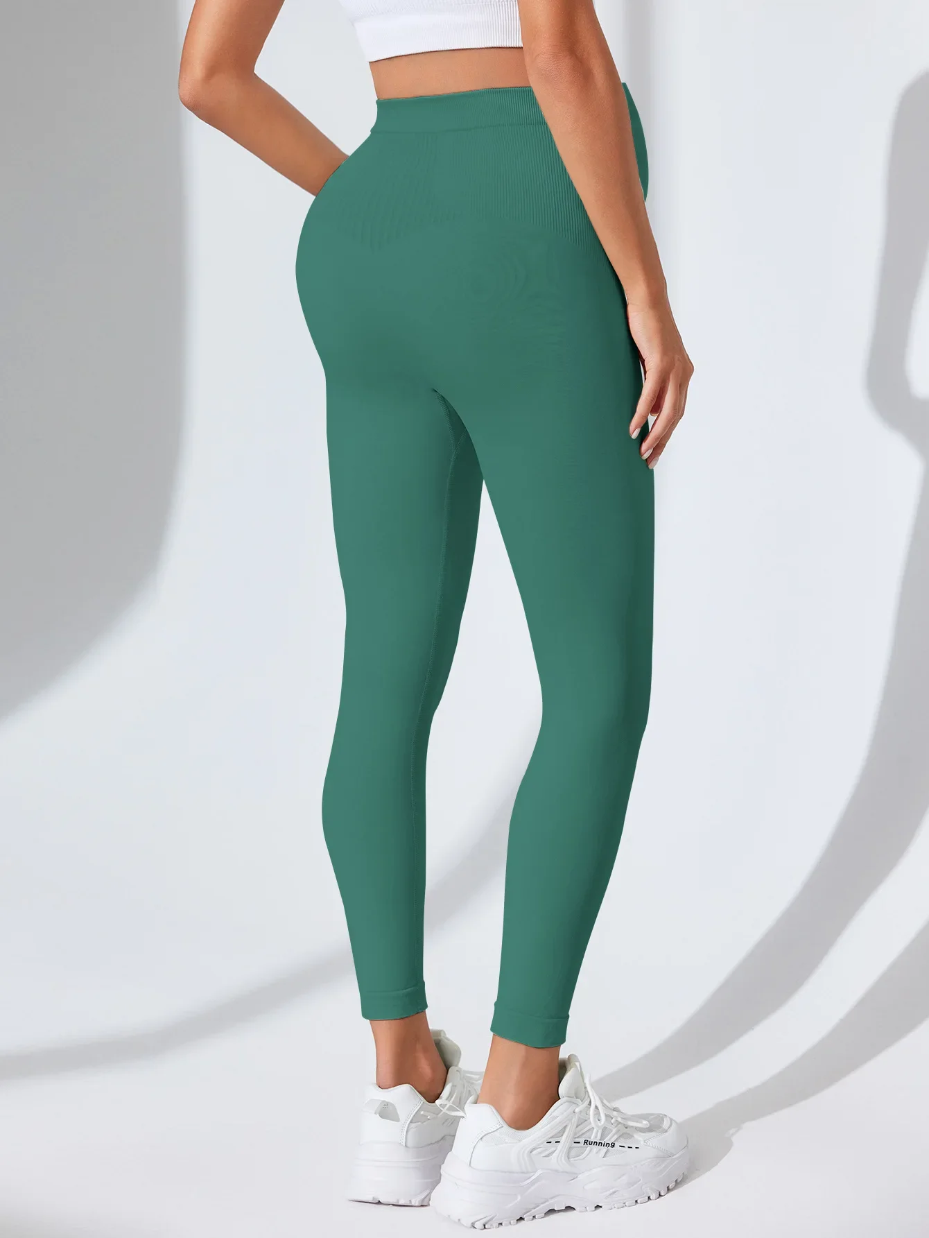 Neue Nahtlose Gestrickte Yoga Hosen Hohe Taille Schwangerschaft Leggings Mutterschaft Kleidung für Schwangere Frauen Bauch Unterstützung Körper Lange Hosen – Detail 27