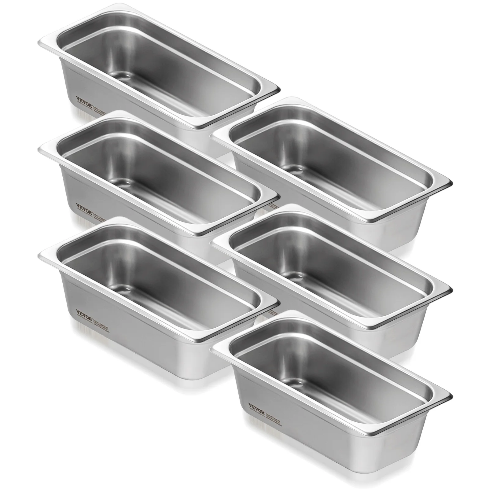 VEVOR 6 Pack Buffet Chafing Dishes 3.8L Gastronorm Pans Steam Table Pans Tray Stainless Steel Food Container for Party BBQ