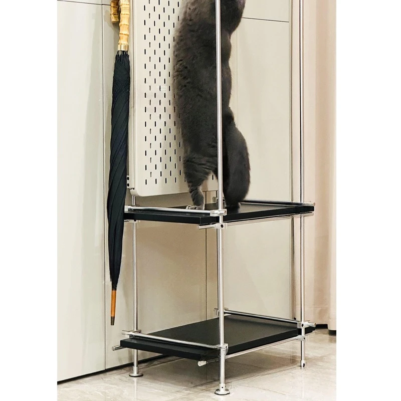 رف معطف ذو محور بصري من الفولاذ المقاوم للصدأ، لوحة ثقب من الأرض إلى السقف، شماعة غرفة النوم، تخزين مرحاض #5