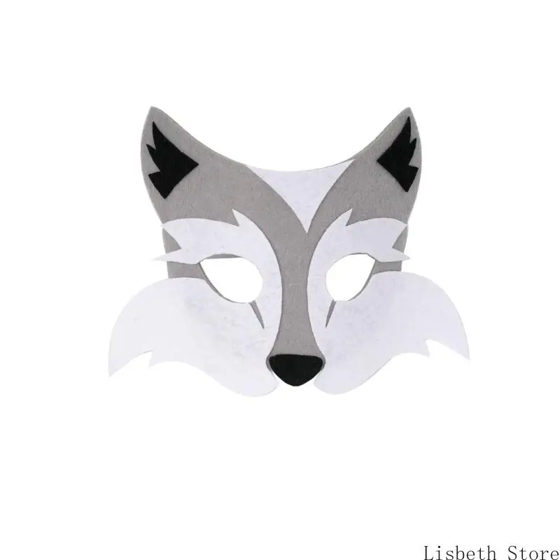 124a 3pcs Cats Wolf Comples Cosplay Wolf Ears Beads with Tail Wolf Mask Set Halloween Animal Age Costume Associory