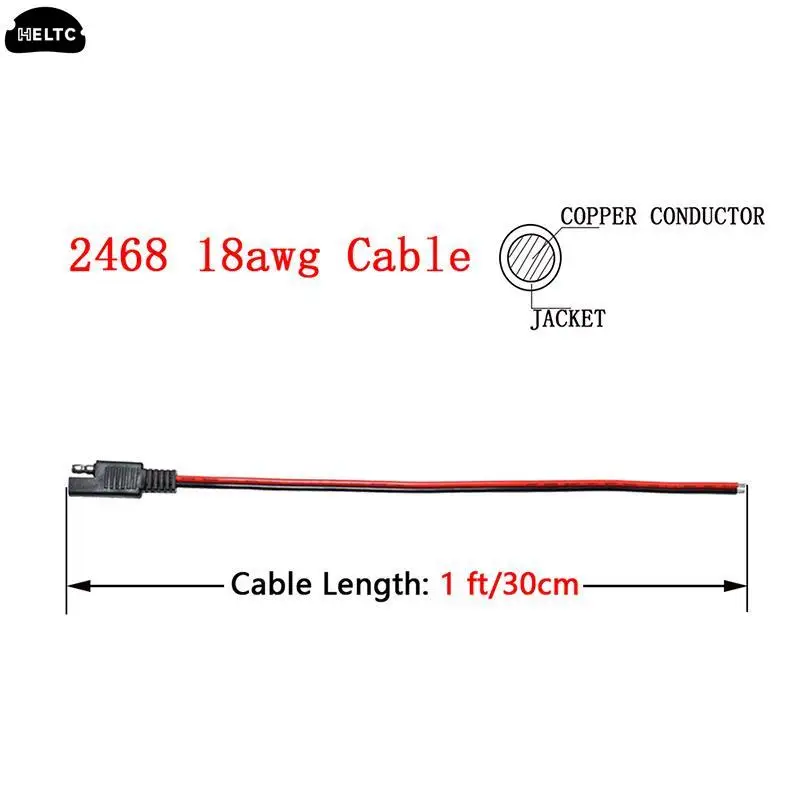 1PCS SAE Power Automotive Extension Cable 18AWG 30CM 2 Pin with SAE Connector Cable Quick Disconnect Extension Cable