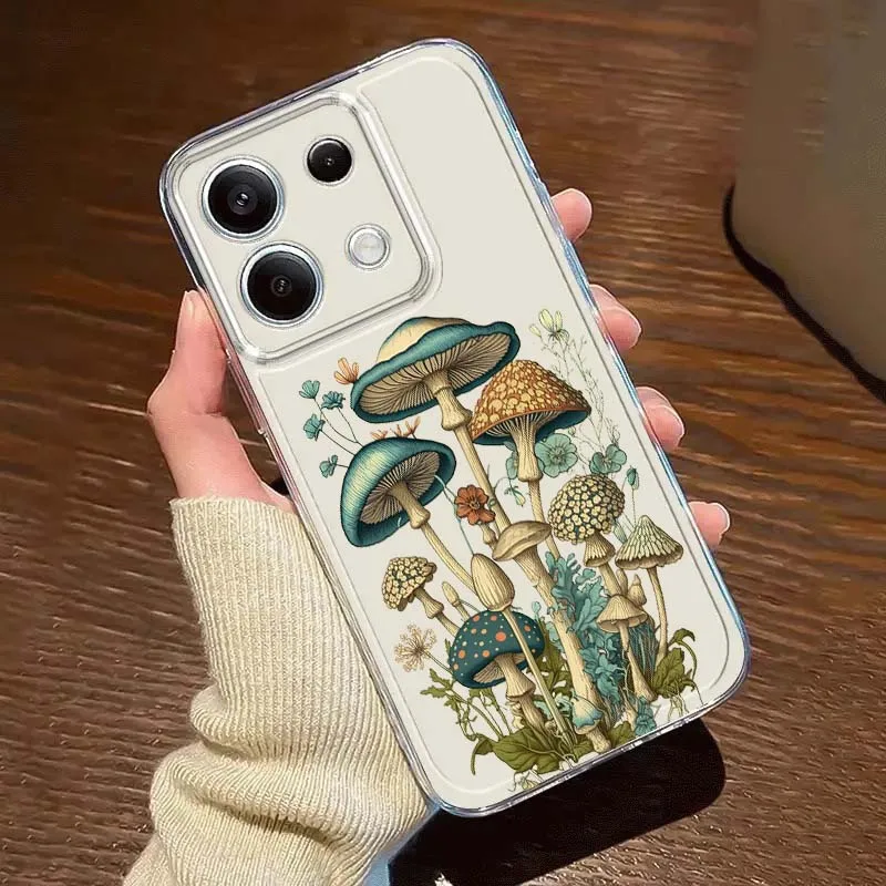 

Art Little Mushrooms Cute For Xiaomi Redmi 10 11 K30 K40 K50 K60 K70 Pro Prime Plus Ultra Zoom 5G TPU Transparent Phone Case