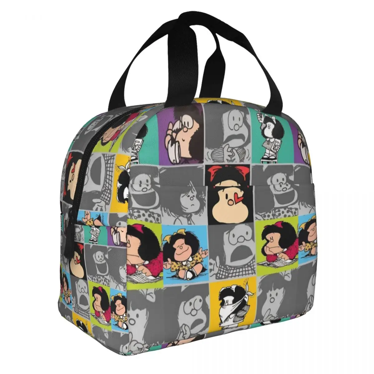 Mafalda Quino Comics Quino Cartoon Manga Insulated Lunch Bag for Women Leakproof Thermal Cooler Bento Box office Work School