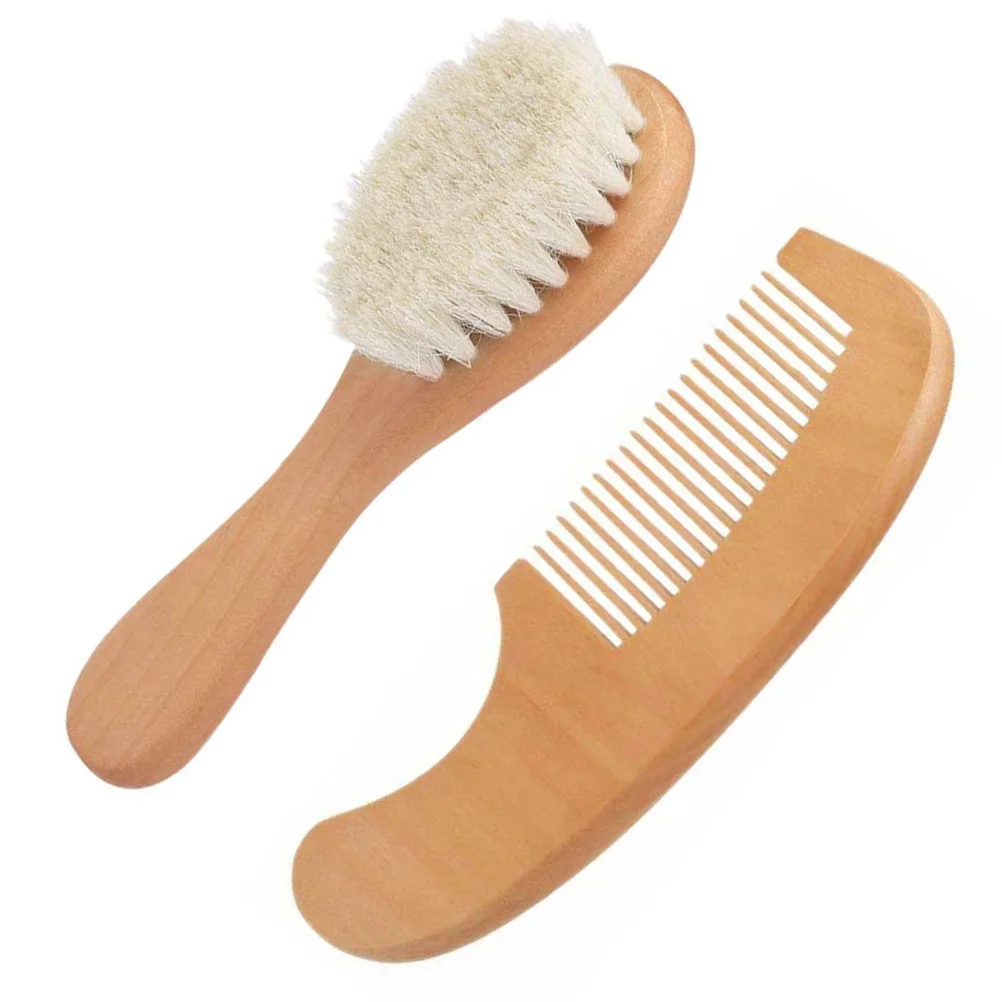 

2 шт., набор детских расчесок и щеток для волос, экологически чистый деревянный материал, бесплатный распутыватель для новорожденных, ежедневное уход за волосами, время ванны