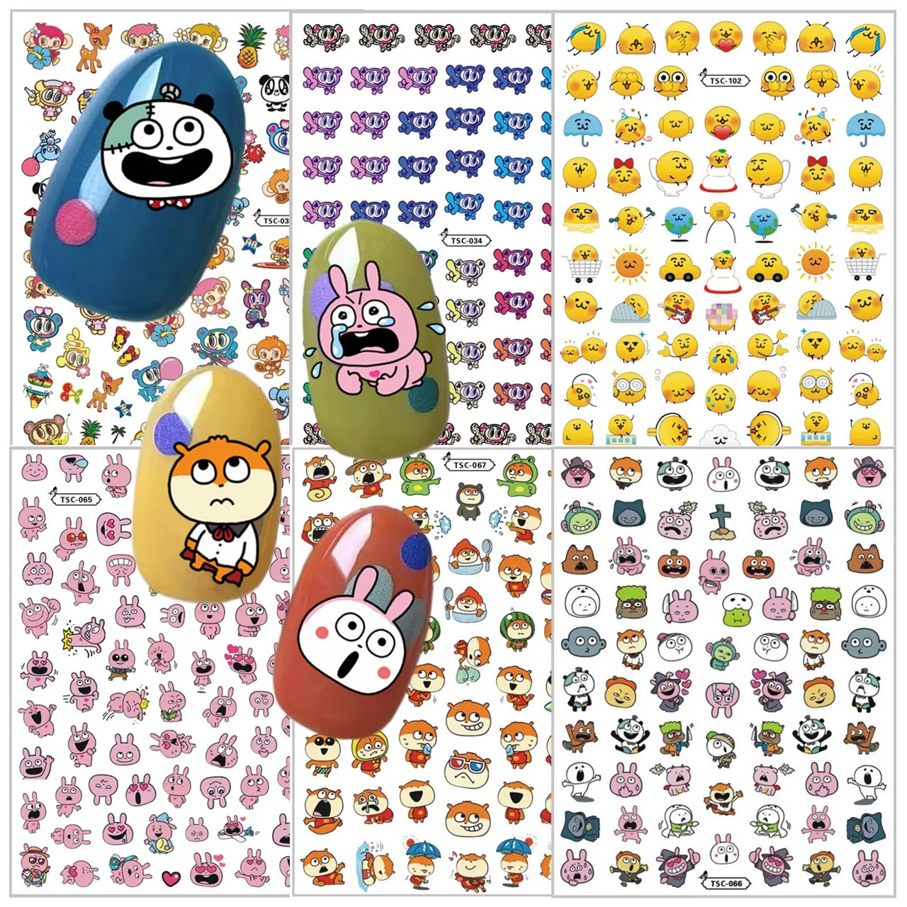 

gokigen panda love rabbits Blue Angle Nail slider anime age 3d Nail sticker Nails products for nails TSC-035