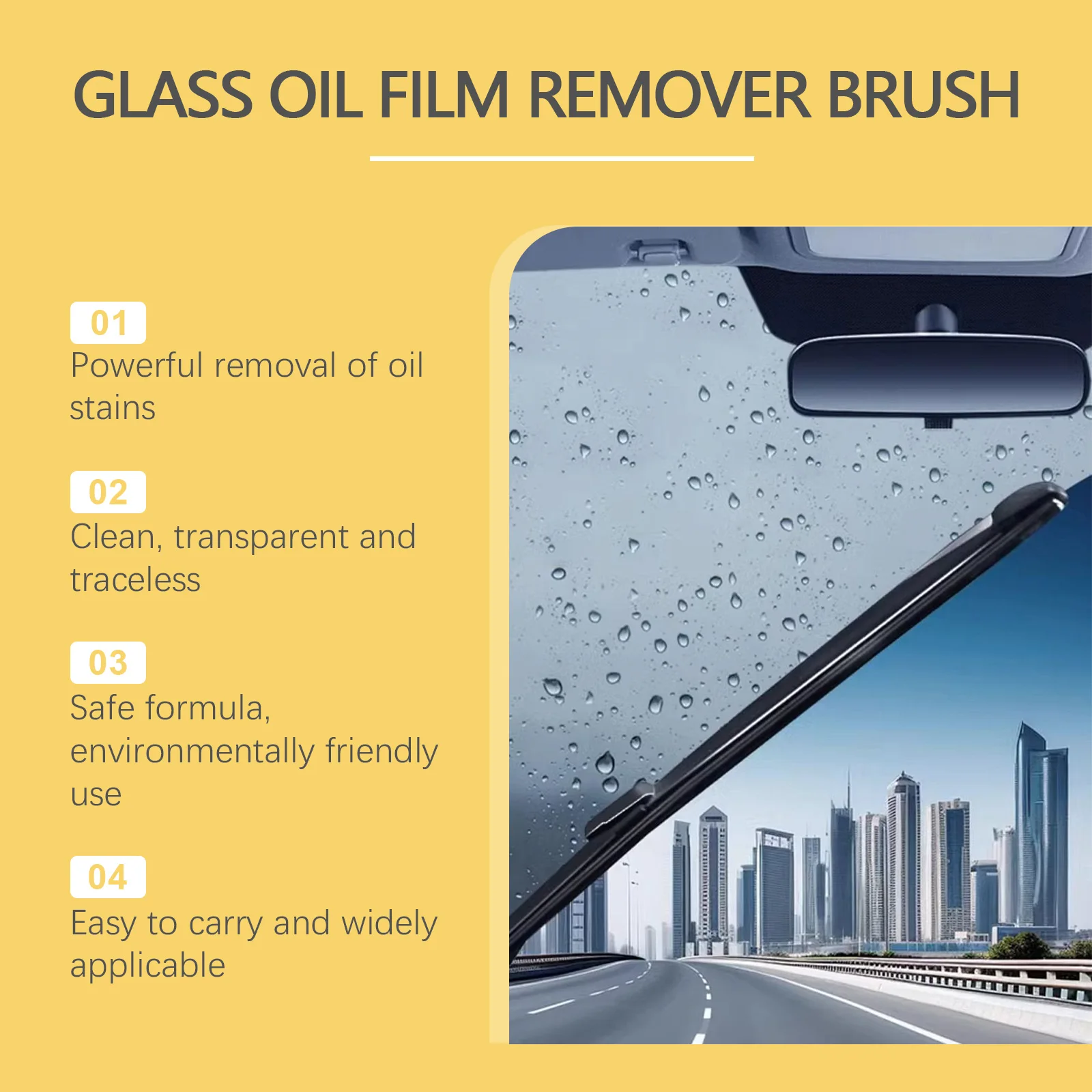 سيارة الزجاج النفط فيلم مزيل زجاج السيارة الأمامي الأنظف الأوساخ البقع إزالة قوية الزجاج تنظيف الإسفنج فرشاة أدوات تفصيل السيارات