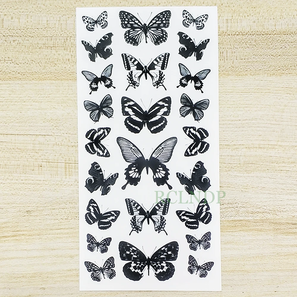 Waterproof Temporary Tattoo Sticker 3D Butterfly Fake Tatto Flash Snake Feather Tatoo Body Art RoseTatouage for Girl Women Men