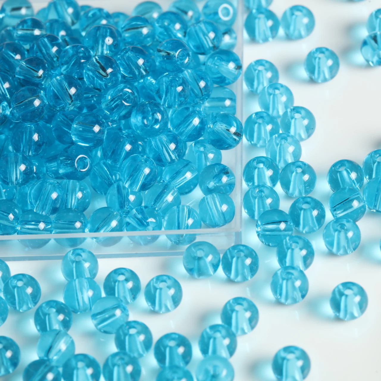 6mm 400/800pcs Translucent Lake Blue Round Glass Beads Loose Beads For DIY Handmade Earring Bracelet Jewelry Making Supplies