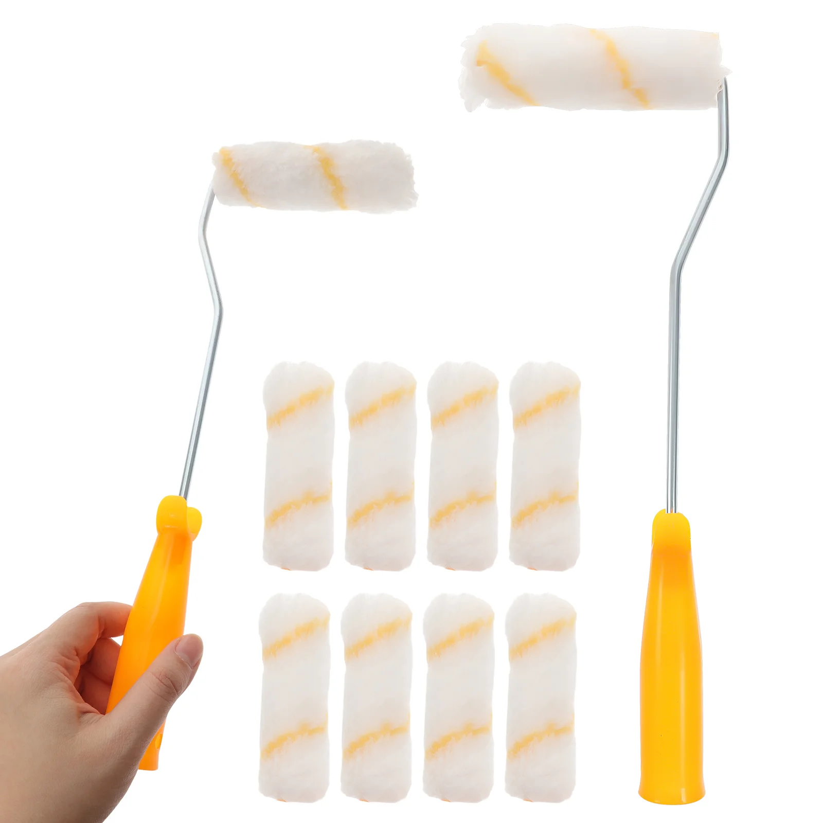 

4 Inch Multifunction DIY Wall Paint Roller Brush Set Roller Paint Brush Handle Tool 1Pc Brush with 10Pcs Roller Brush Parts for