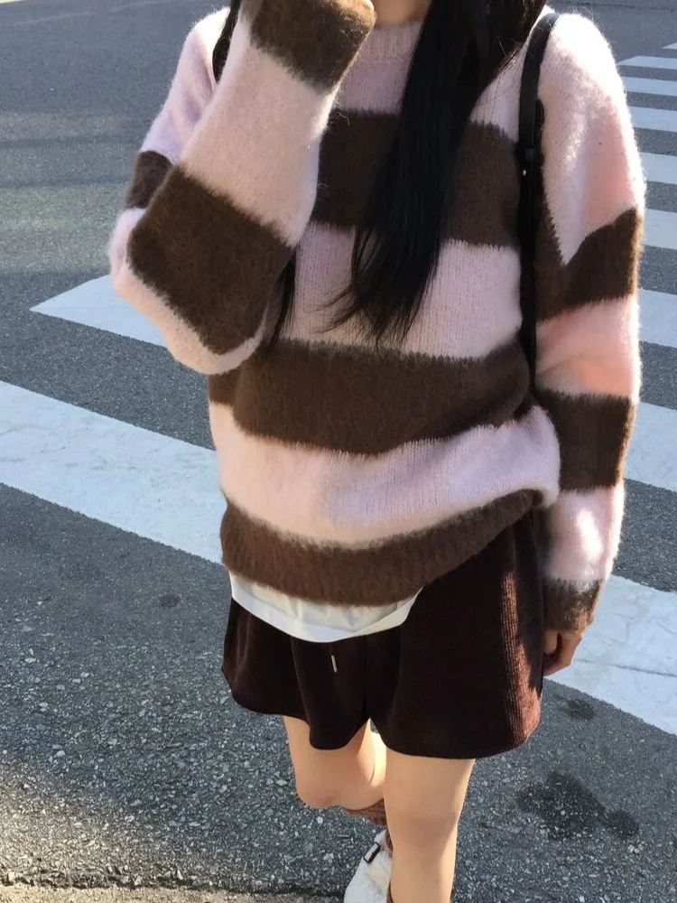 Faionable Lazy Sle Damen-Strickpullover für die Wintersaison, Farbe Blo Design Layering Sensation, einzigartige kleine Ence