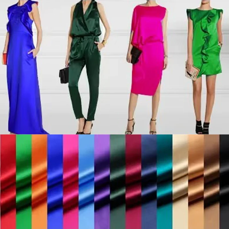 

42 цвета! 140 см шириной 93% шелк и 7% спандекс 19 мм однотонная шелковая атласная ткань для летнего платья, рубашки, костюма, брюк, пижамы DD518