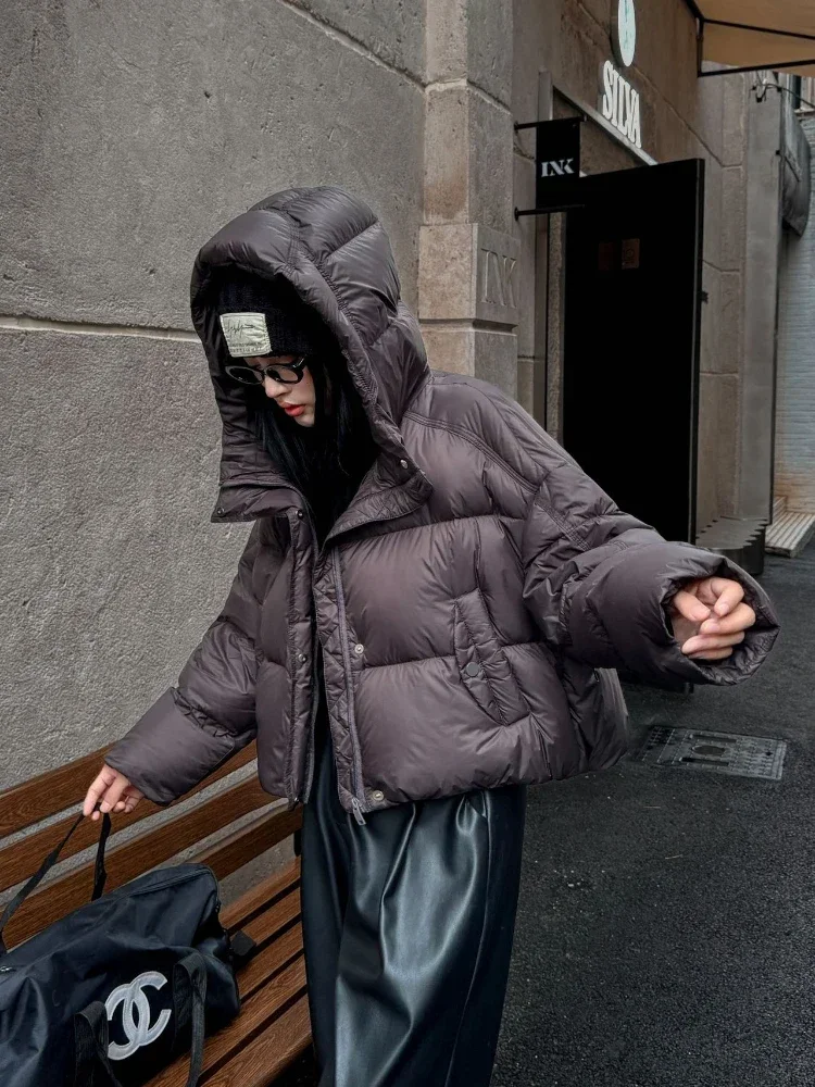 جديد إمرأة تصميم سميكة الدافئة رقيق سترة منفوخة جديد الخريف الشتاء ملابس علوية الإناث عادية قصيرة مقنعين بطة أسفل معطف