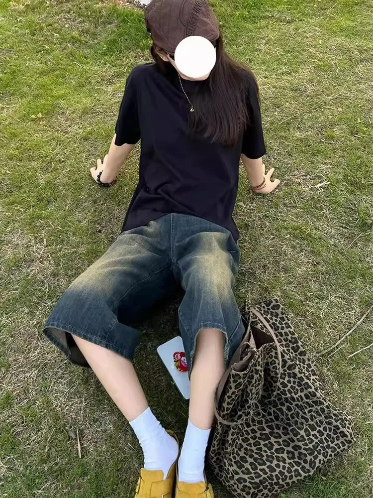 

Женские джинсы свободного кроя с высокой талией и широкими штанинами в семь футов, винтажные драпированные джинсы прямого кроя, большие размеры, осенняя новая мода