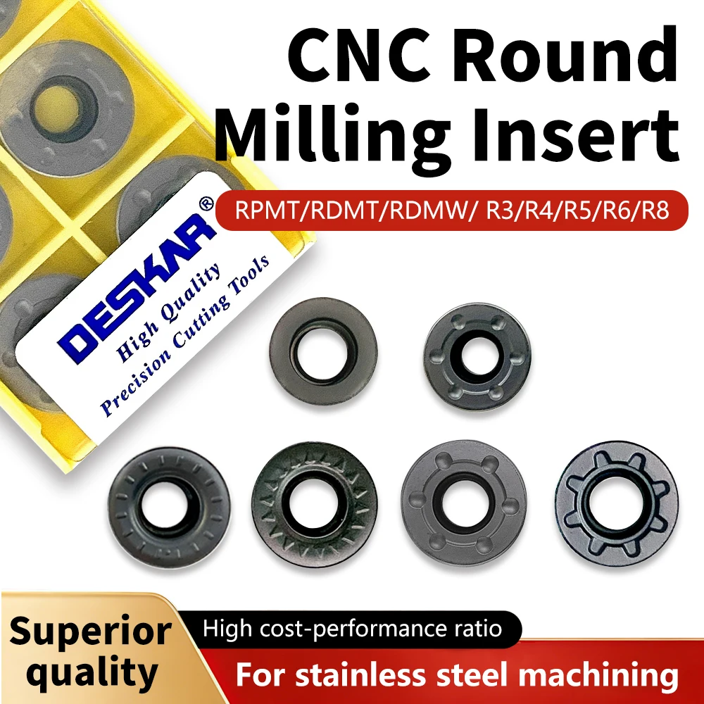 DESKAR Carbide Milling Insert RPMT RDMW RDMT 08T2MOE 10T3MO 1204MOE JS TT LF6018 CNC Lathe Milling For Stainless Steel Machining