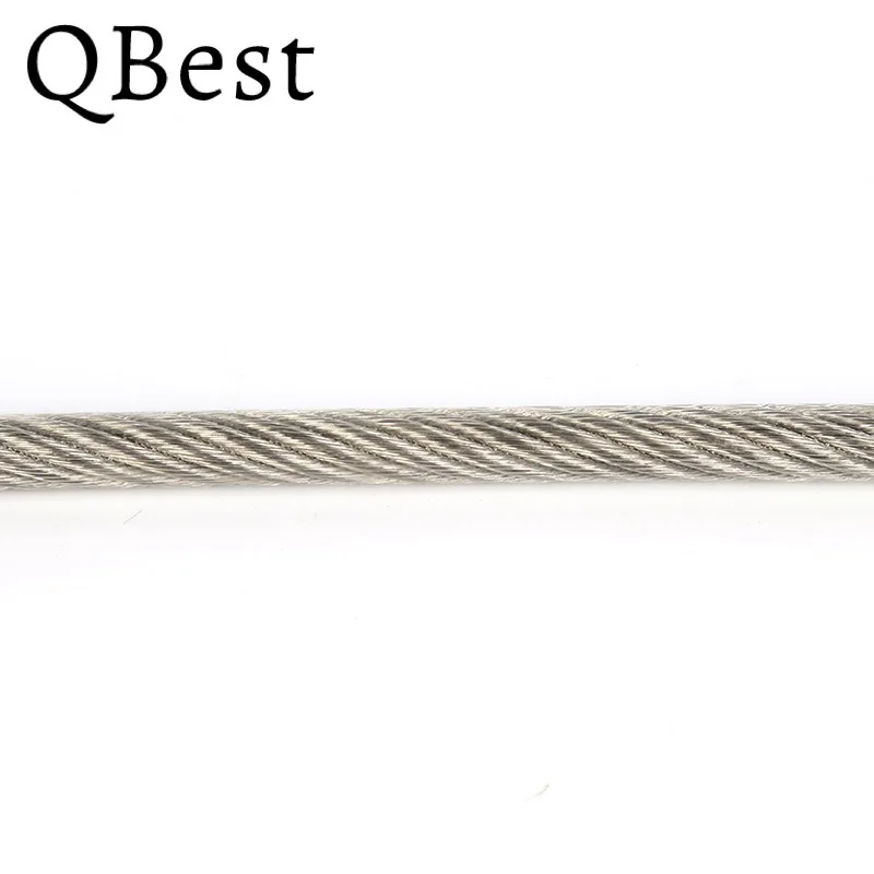 QBest 50M 0.8/1.5/2/2.5/3/4mm 7x7 PVC Coated Flexible steel wire Rope Soft Cable Transparent 304 Stainless Steel Clothesline