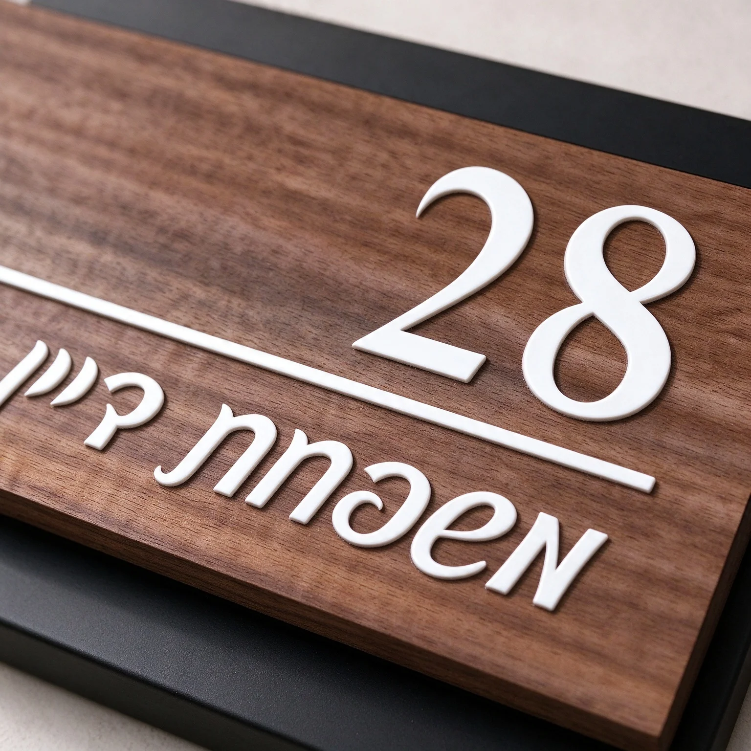 Customized Door Sign 3D Cut Wooden Hebrew Entrance Sign Personalized Outdoor Apartment Family Name Door Sign in Hebrew