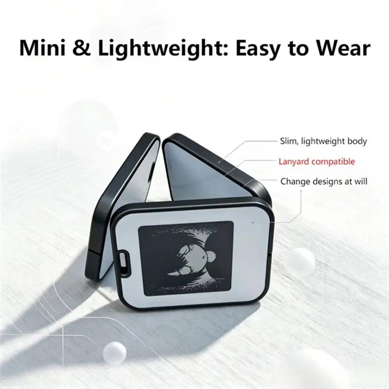 FEDI-Mini Electronic E-Ink Screen Hanging Ornament 1.54-Inch E-Ink Screen Bag Charm Wall Decoration Pet Ornament