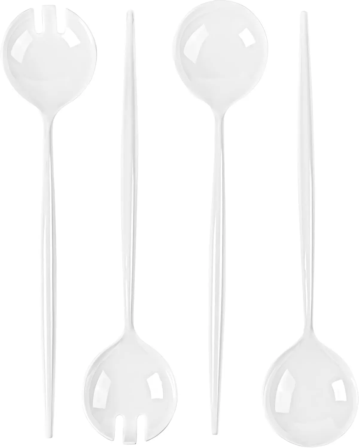 

Novelty Servware White Plastic Serving Set - Includes: 2 Serving Spoons, 2 Serving Sporks - Chic Design, Pect for Parties,Events