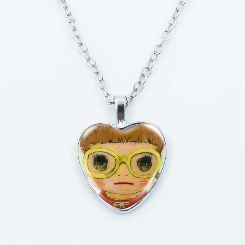 Creative Yoshitomo Nara Necklace Necklace Glass Dome 25MM Heart Shape Pendant Necklace Jewelry Charm Fans Gift