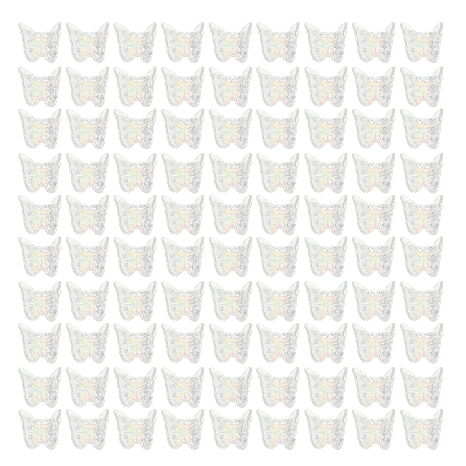 100Pcs Transparent Butterfly Claw Clips Iridescent Mermaid Shine Lightweight Secure Grip Hair Accessories for Women Girls Daily