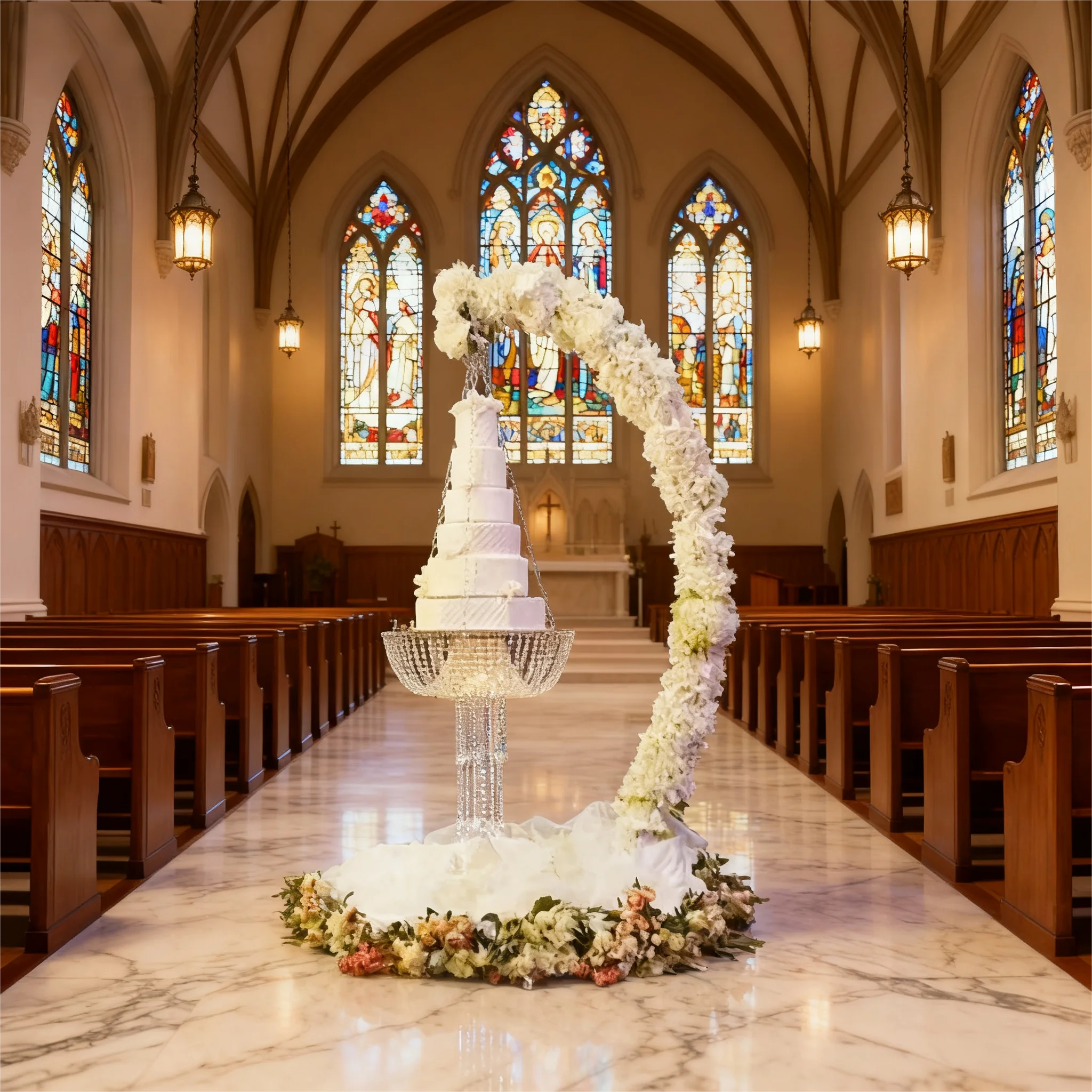 

Luxury Crescent Shape Cake Stand - Display Centerpiece for Wedding Birthday Party, Mother's Day & Family Celebration Decor