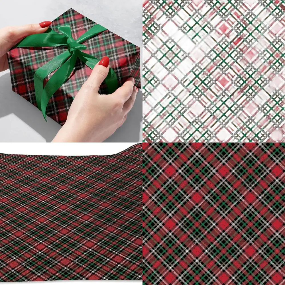 

Red and Gold Holographic Plaid Christmas Gift Wrap - 6 Jumbo Rolls, 10ft x 30in