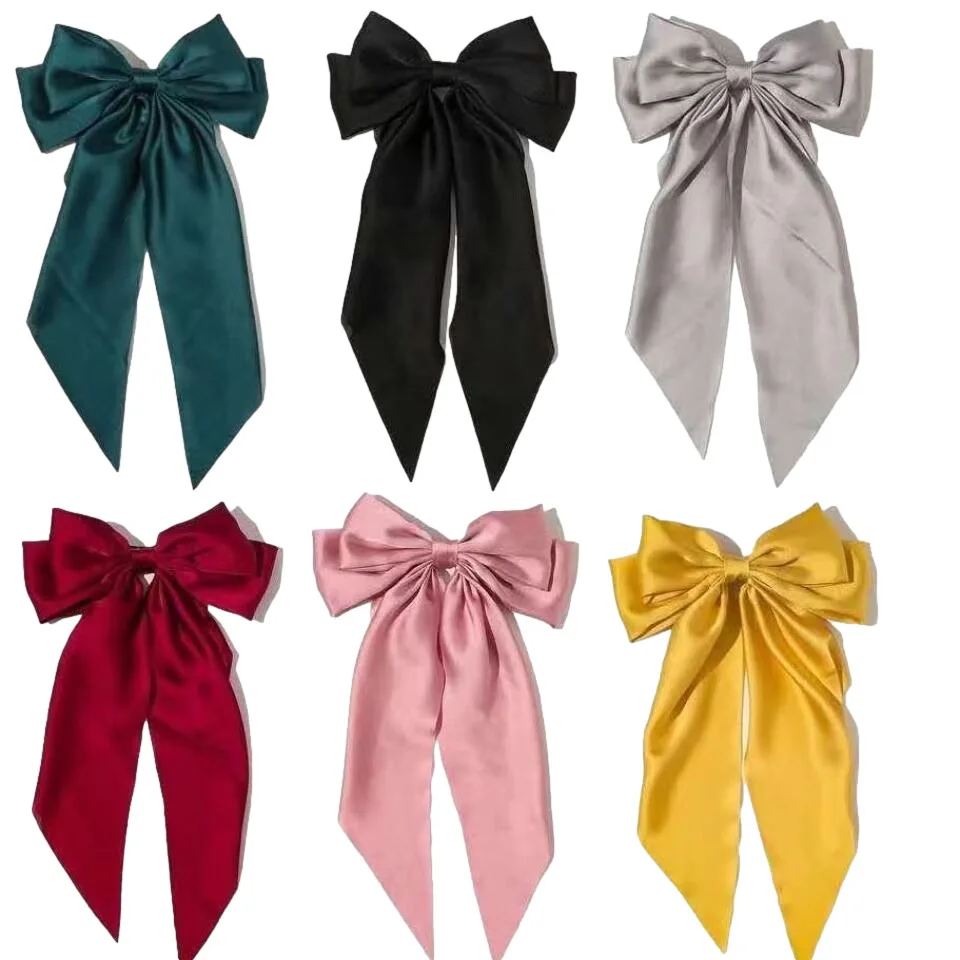 Elegant Bow Ribbon Hair Clip Women Spring Clips Hair Accessories for Women Girls Satin Ribbon Big Bows Hairpin Girls Hair Access