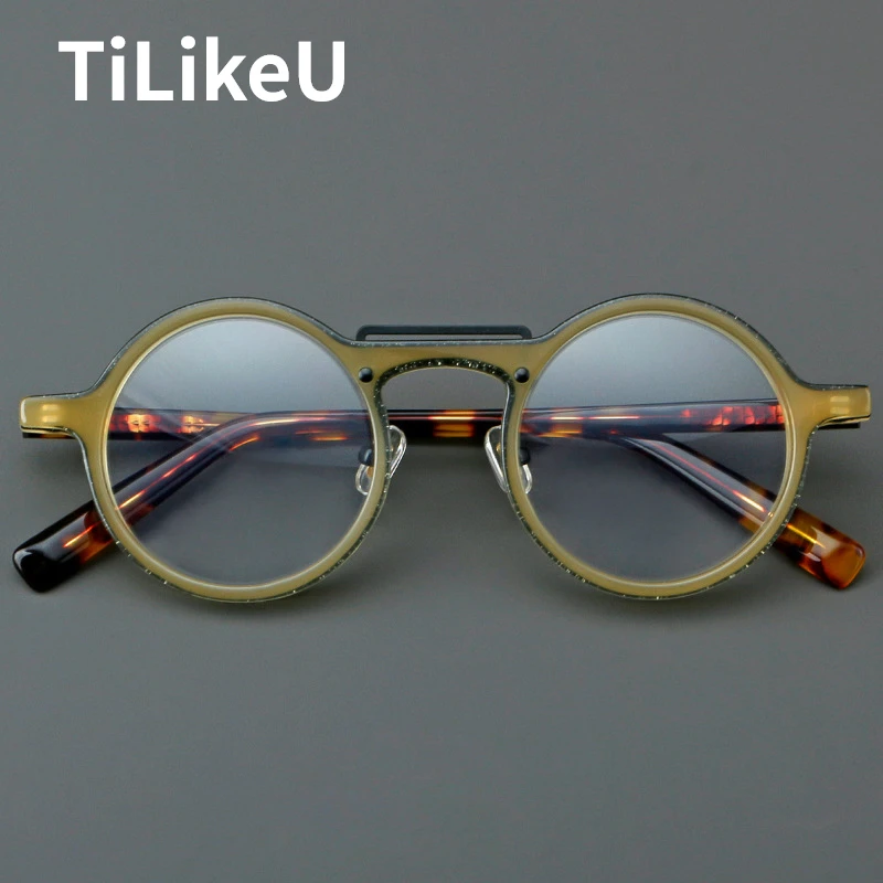 Acetate Glasses Vintage Frame Round Niche Personality Colorful Brand Luxury Eyewear Men Women Prescription Optical Glasses Frame